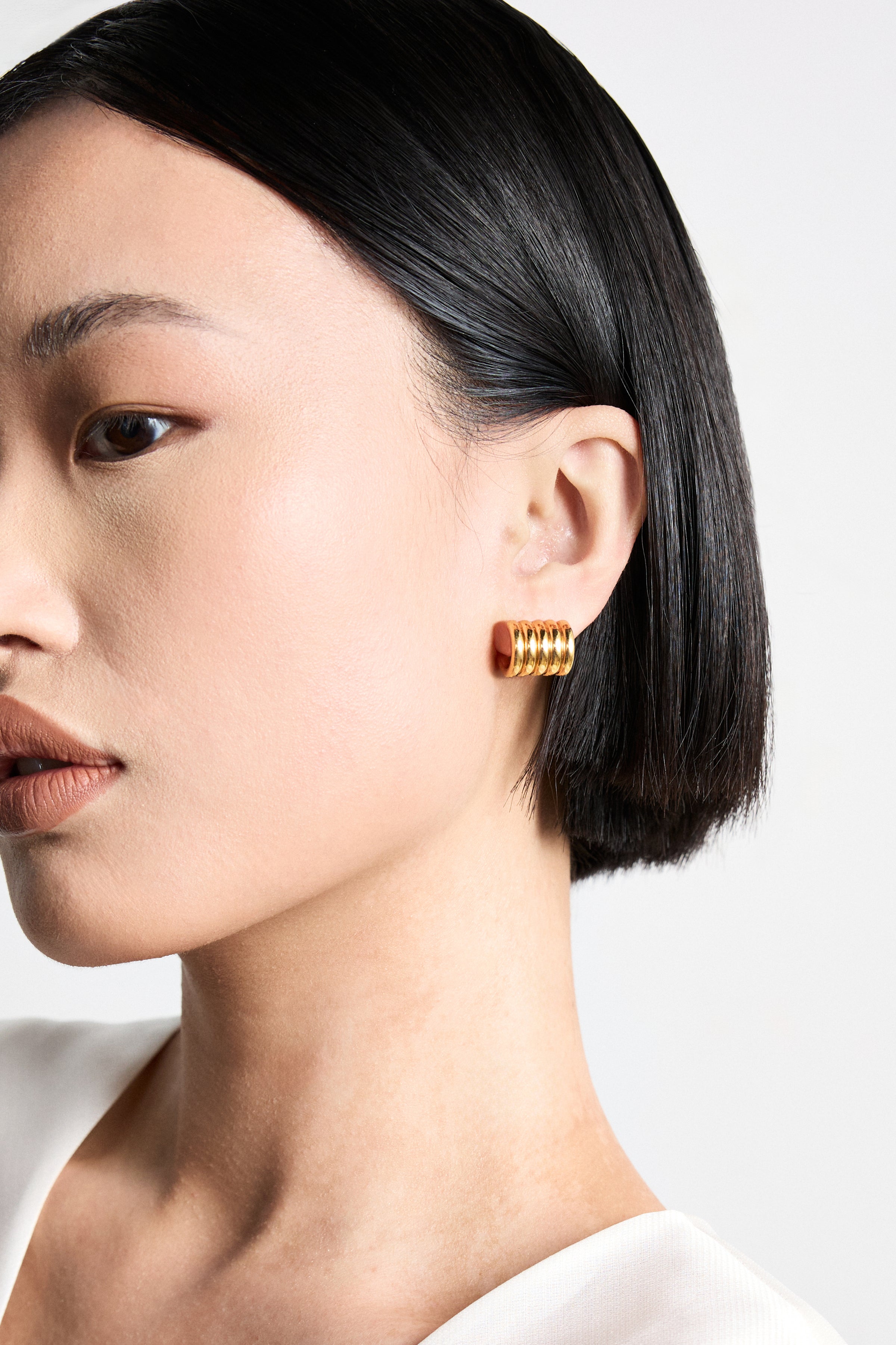 Hollyhock Gold Earrings Medium